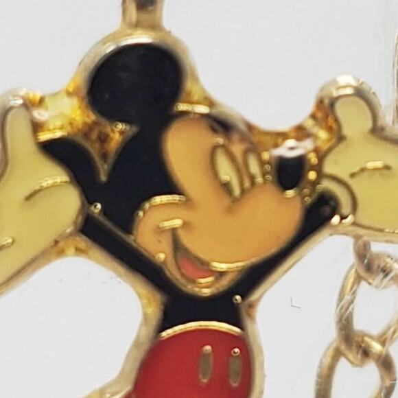 Vintage Disney Mickey Mouse Arms Up Enamel Necklace - Picture 2 of 6
